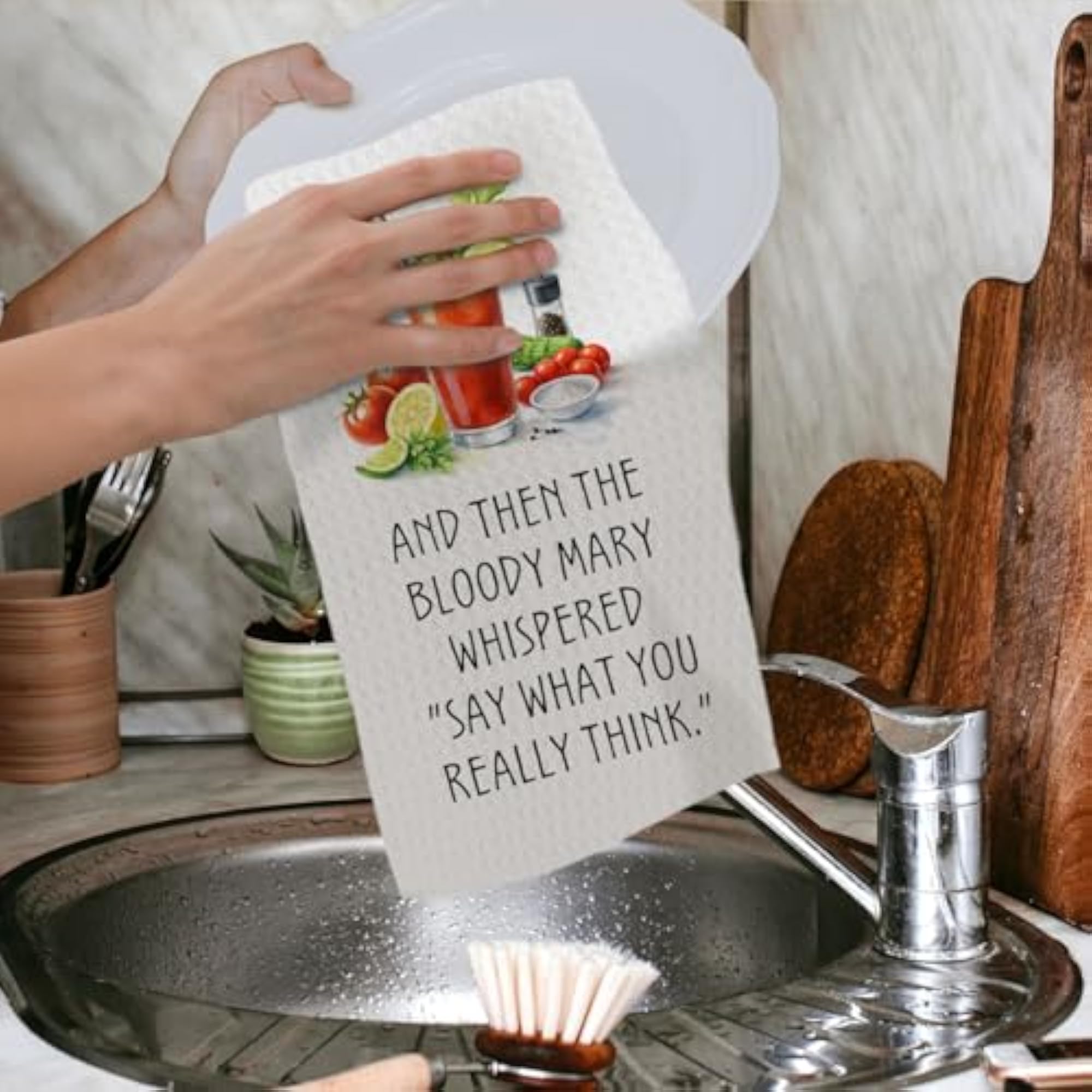 Bloody Mary Cocktail Kitchen Towels, Fun Gift